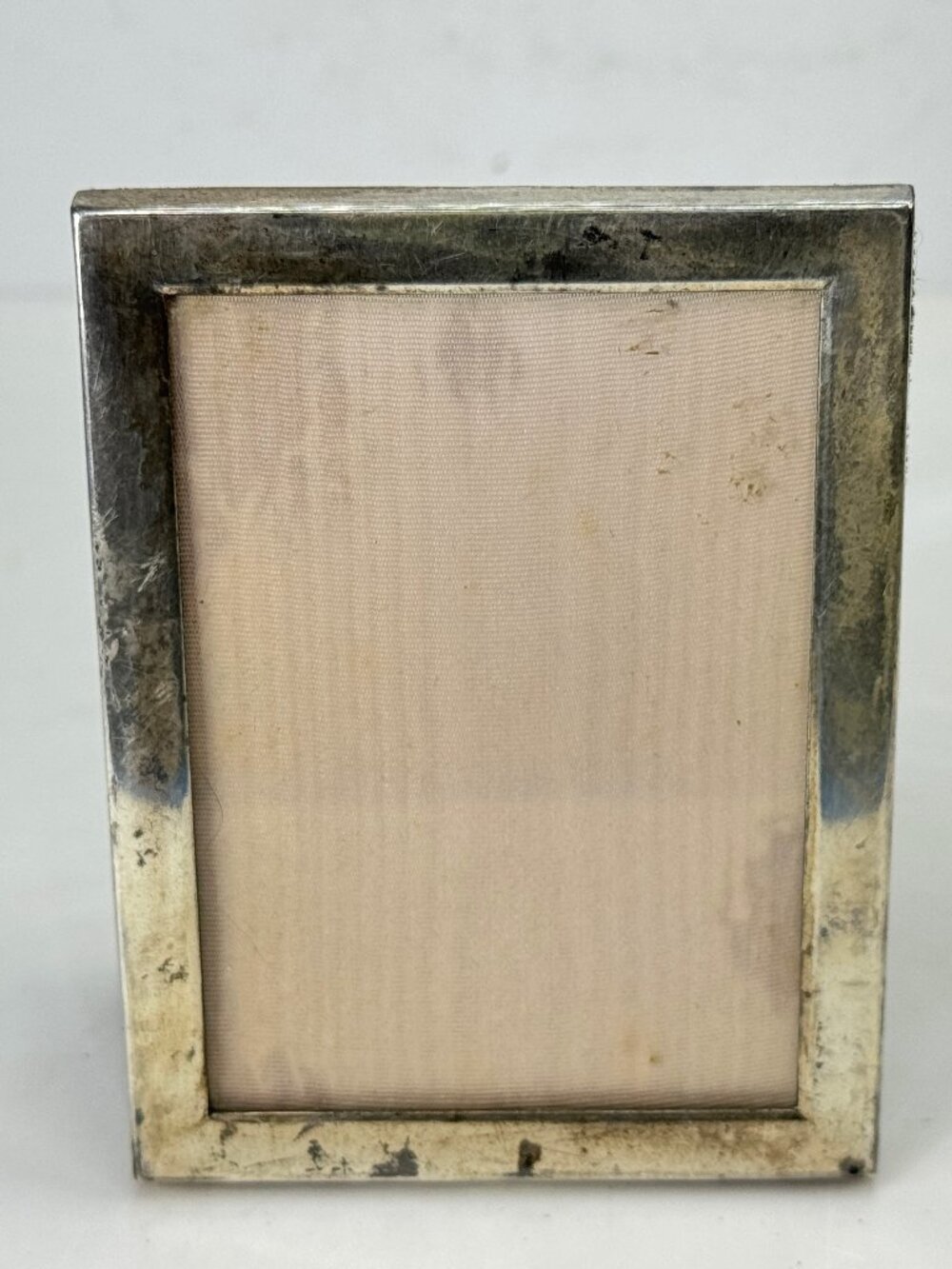 Antique Sterling Silver Miniature Picture Frame Green Velvet Easel 47.4g SS502